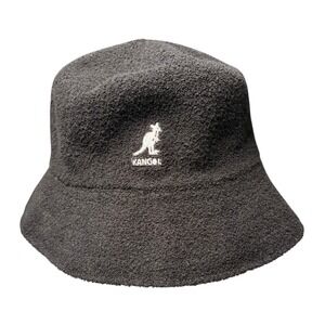 Kangol Bermuda Bucket Hat Black Textured Knit K3050ST Medium Streetwear Logo Y2K